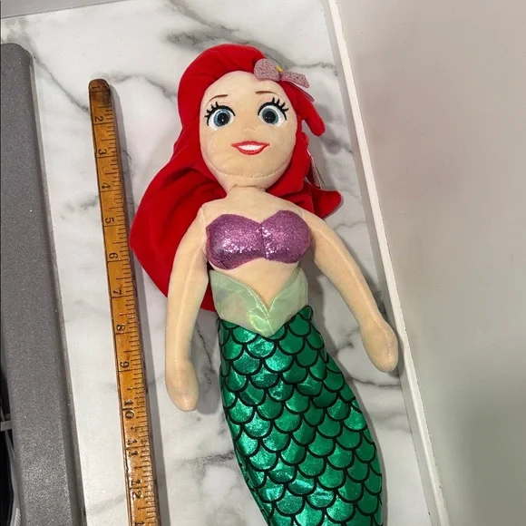 Ty Ariel Mermaid Plush - Red Hair, Green Tail, Purple Top - Picture 2 of 9